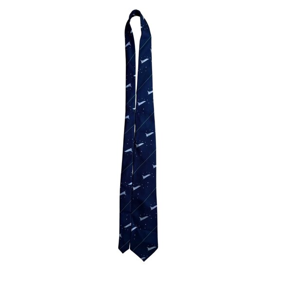 Smithsonian Mens Navy Silk/Poly Space Shuttle Tie Blue Starry NASA Design - Picture 5 of 8